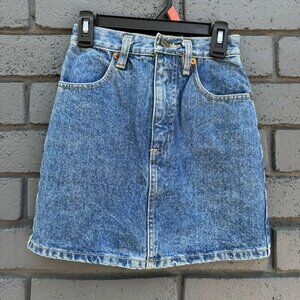 Vintage 80s Rigid Stiff Denim Skirt Short Jeans Girls 4-5 years Cottage Prairie